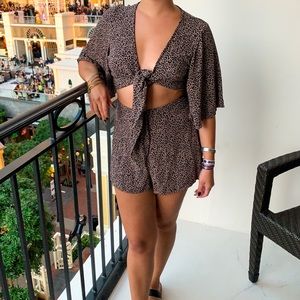 CROP TIE TOP - Cheetah Print - Small - American Eagle